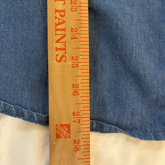 Park Place Fashions Denim Button Down Woman's Shirt Large USA Starburst Pocket - Picture 13 of 14